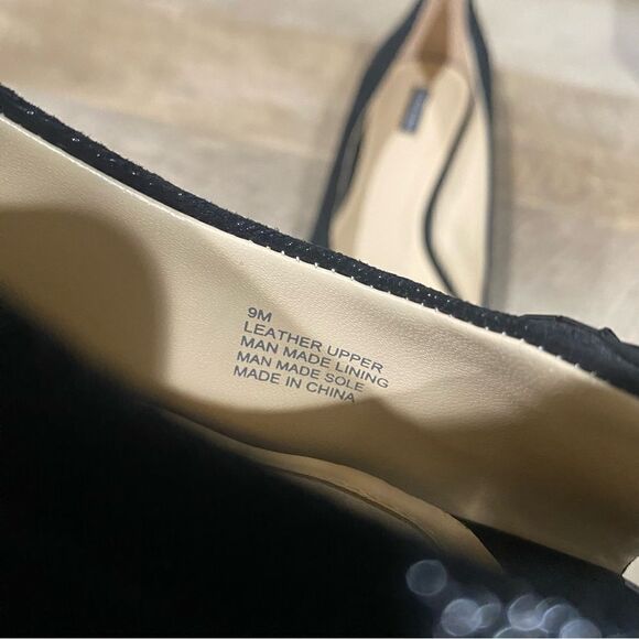 Alex Marie Black Leather Embellished Beaded Wedge Flats Size 9 - Picture 3 of 9